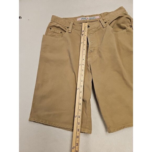 VTG Zena Wmn's Button Fly Straight Long Hi Rise  Brown Jeans Sz 13 Shorts Y2K - Picture 2 of 6